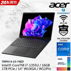 ACER TravelMate TMP614-53-74ED (i7-1355U/16G/1T PCIE/W11Pro/WUXGA/14)台南筆電收購